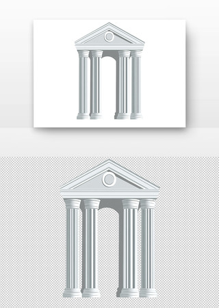 古典风格的白色大理石柱子建筑 PNG