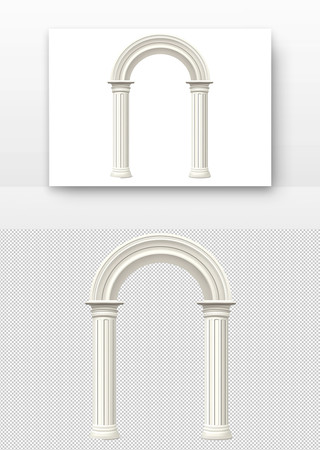古典风格的双柱拱门插图 PNG