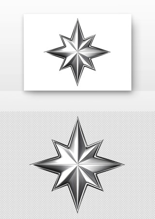 金属质感的八角星 PNG