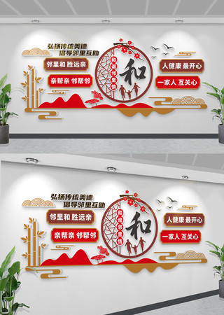 爱在邻里和谐文明社区建设通用文化墙 CDR