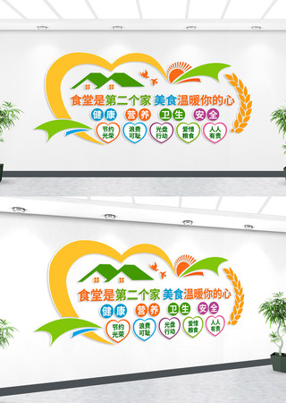 企业员工食堂餐饮文化墙 AI