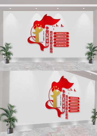 竖版争做五好干部党建文化墙 CDR