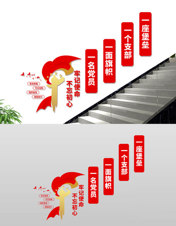 党建标语楼梯楼道文化墙 CDR