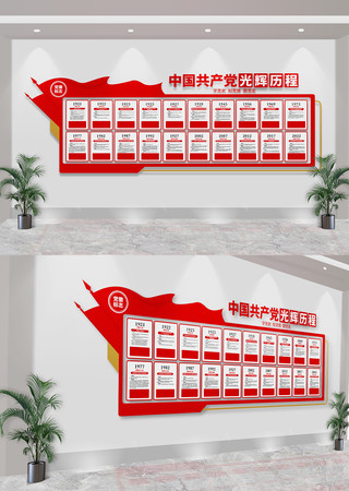 中国共产党光辉历程党的发展历程文化墙 CDR