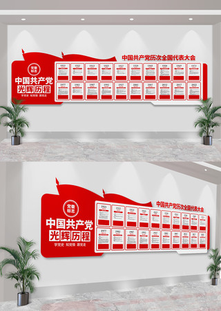 中国共产党光辉历程党史党代会文化墙 CDR
