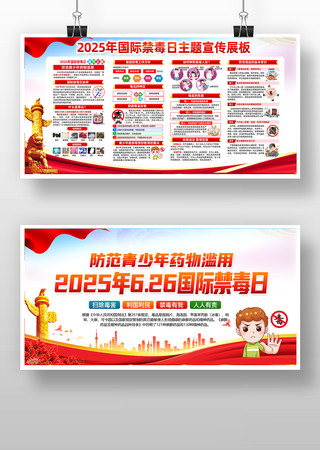 社区校园2025年国际禁毒日知识宣传展板素材