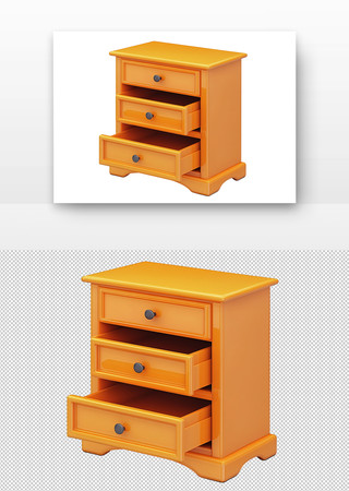 橙色的三抽屉床头柜 橙色的三抽屉床头柜