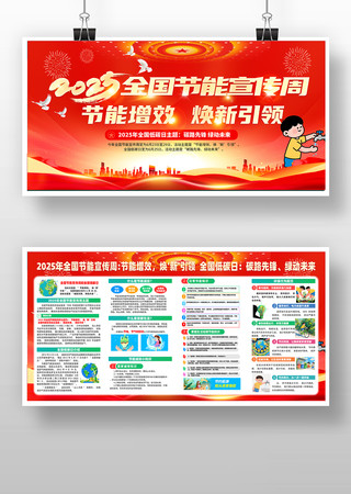 党建风2025年全国节能宣传周展板设计