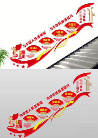党员活动中心楼梯文化墙 CDR