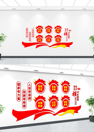 社会主义核心价值观党建文化墙 CDR
