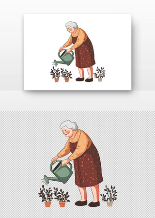 老奶奶正在浇花 老奶奶正在浇花