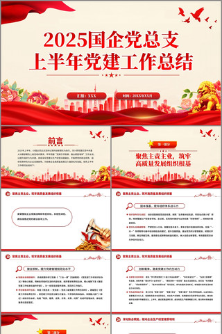 国企党总支上半年党建工作总结PPT pptx