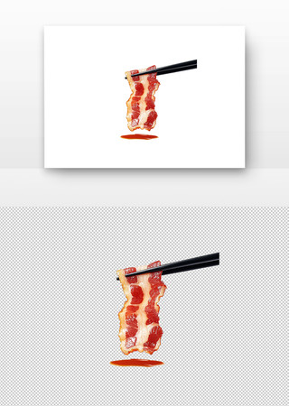 筷子夹起的生培根 筷子夹起的生培根