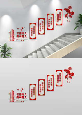 校园楼梯文化墙形象墙设计 CDR