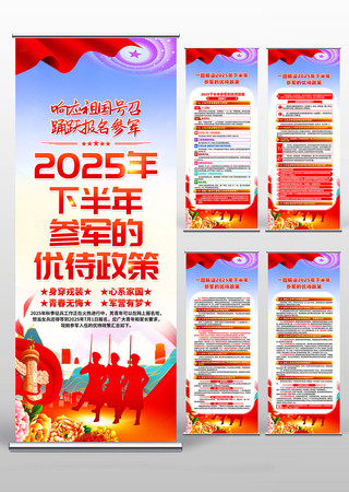 2025年下半年参军的优待政策宣传易拉宝