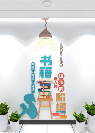 图书馆阅览室文化墙校园标语文化墙设计 CDR
