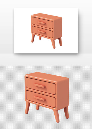 橙色现代风格双抽屉矮柜 橙色现代风格双抽屉矮柜