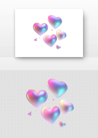 梦幻般的彩色爱心 PNG