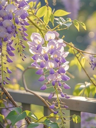 手绘紫藤花唯美景致