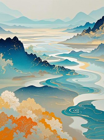 国风山水诗意画卷