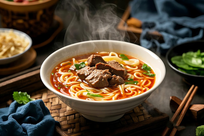 热气腾腾的美味红烧牛肉面
