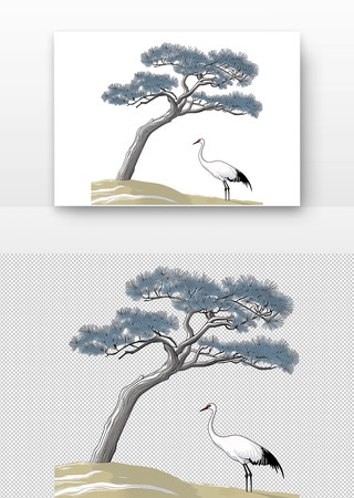 松树下白鹤静立 松树下白鹤静立