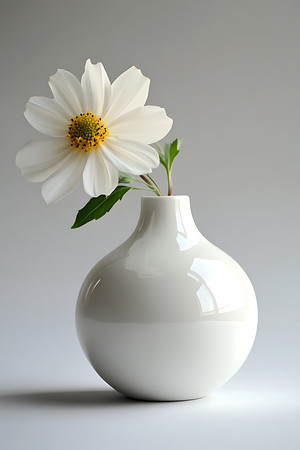 素雅白花瓶中的清新花朵