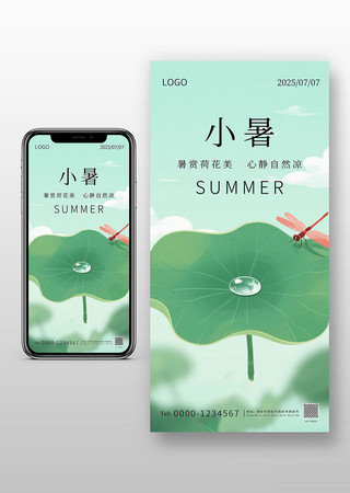 小暑节气简约蜻蜓海报