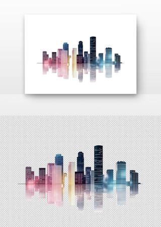 城市剪影倒影 城市剪影倒影