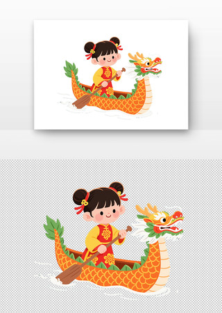 端午节小女孩划龙舟 端午节小女孩划龙舟