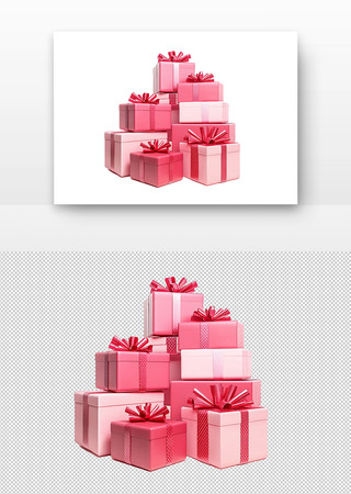 粉红色的礼物盒堆积 粉红色的礼物盒堆积