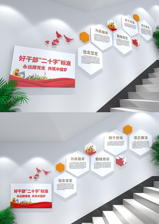 好干部二十字标准党建楼梯文化墙 CDR