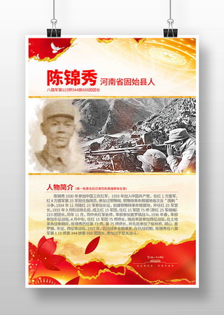 抗战胜利80周年抗日英烈陈锦秀党建海报 抗战胜利80周年抗日英烈陈锦秀党建海报