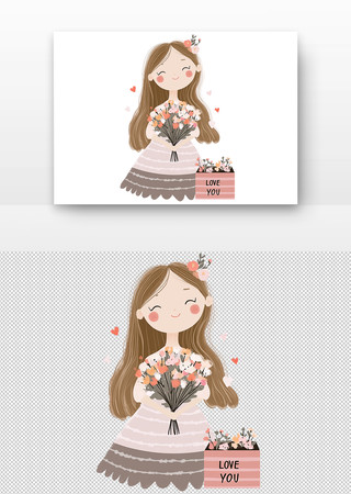 女孩微笑手持鲜花 女孩微笑手持鲜花