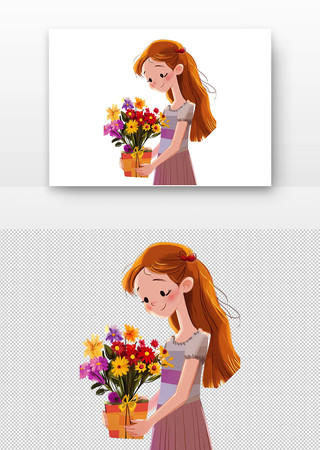 女孩微笑手持鲜花 女孩微笑手持鲜花