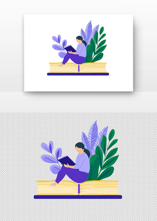 女子坐在书上阅读周围是植物 女子坐在书上阅读周围是植物