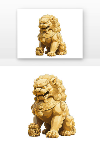 石狮插画