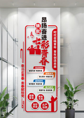 竖版校园青年之家团员文化墙共青团文化墙 CDR
