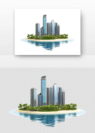 小岛上的现代城市风光