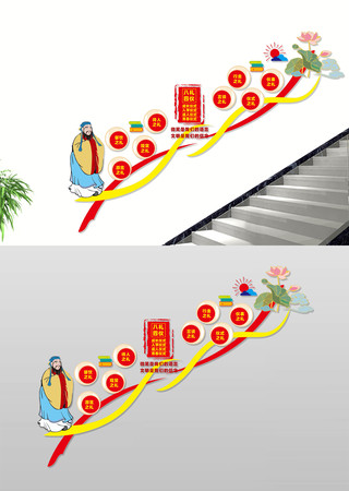 校园八礼四仪宣传楼道文化墙 CDR