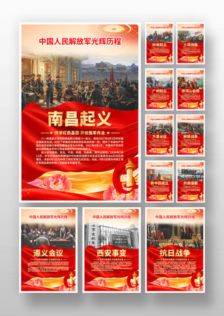 红色中国人民解放军光辉历程史党建挂画 红色中国人民解放军光辉历程史党建挂画
