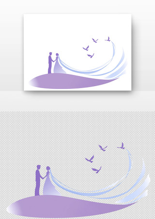七夕情人节情侣婚礼婚纱结婚插画素材