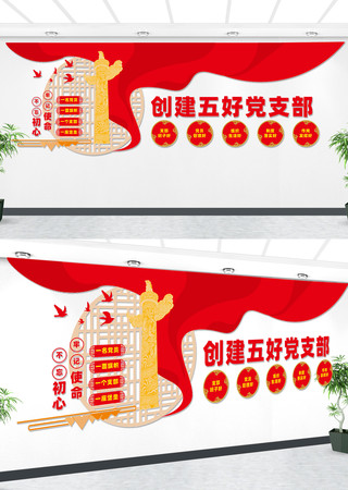 五好党支部党建文化墙 CDR