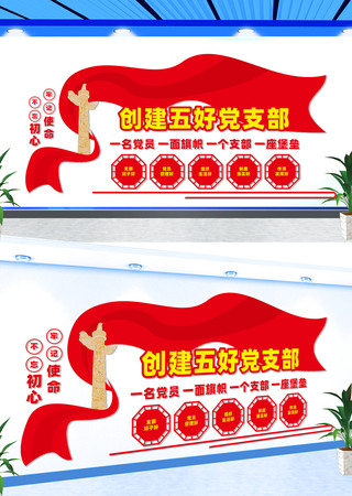 五好党支部展板文化墙 CDR