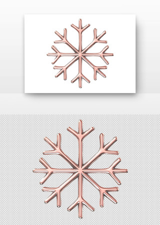 玫瑰金色的雪花 PNG