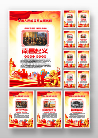 中国人民解放军光辉历程发展历程党建挂画