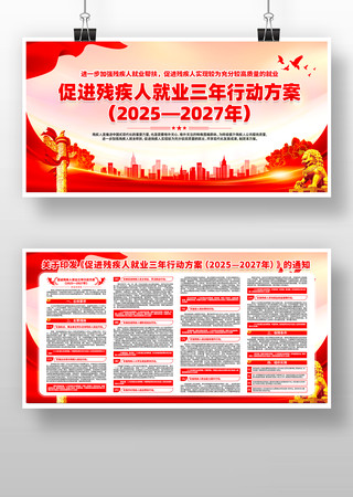 促进残疾人就业三年行动方案展板设计