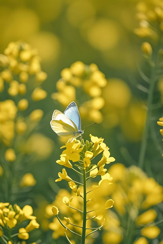 蝶舞油菜花间美如画