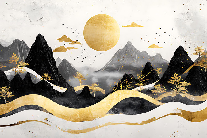 金墨山水间的诗意画卷