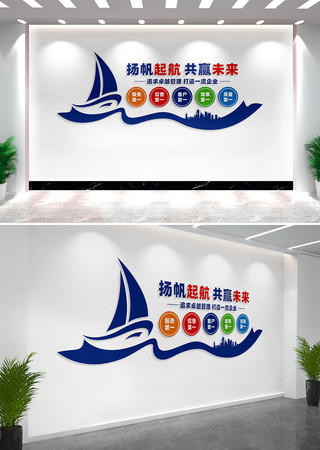 扬帆起航共赢未来企业文化墙标语 CDR